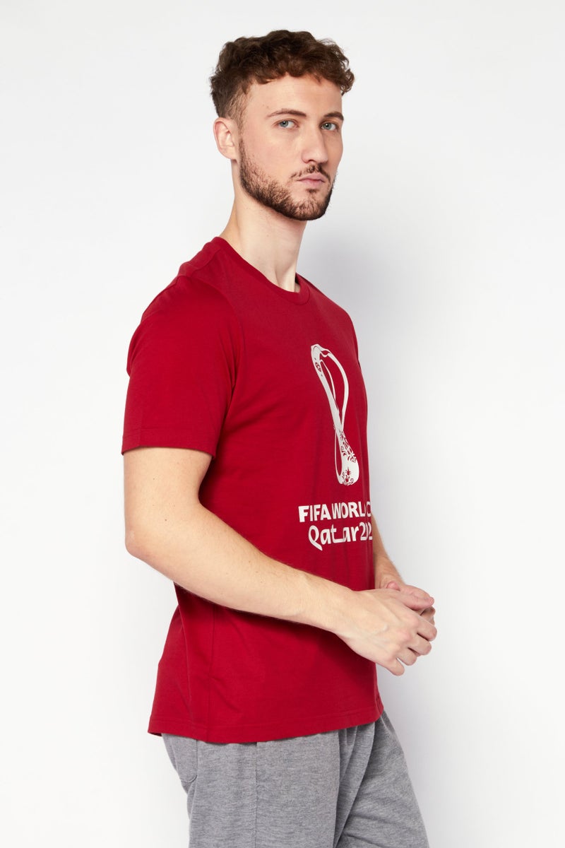 Adidas Men Sportswear Fit Short Sleeves Outdoor T-Shirt, Red - Image 4